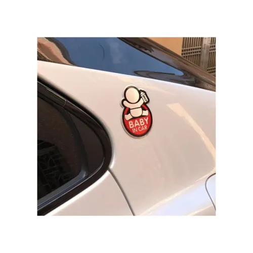 Abtibild "BABY IN CAR" fundal rosu forma in relief — imaginea 2