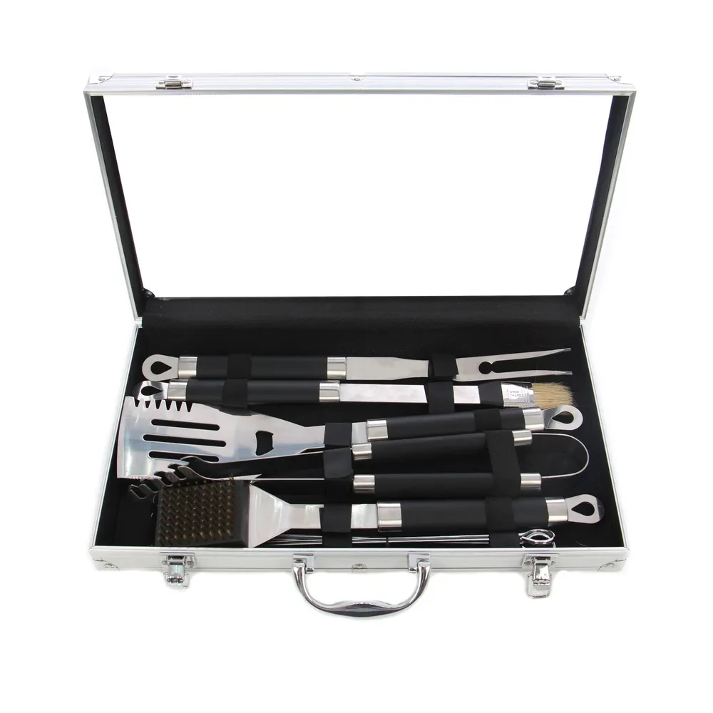Accesorii pentru gratar Grunman Premium KY6316, otel, maner plastic, 42 cm, set 9 buc