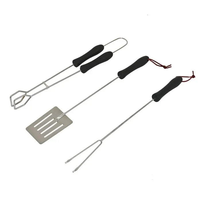 Accesorii pentru gratar KY2650, otel inoxidabil, maner plastic, 45.5 cm, set 3 buc