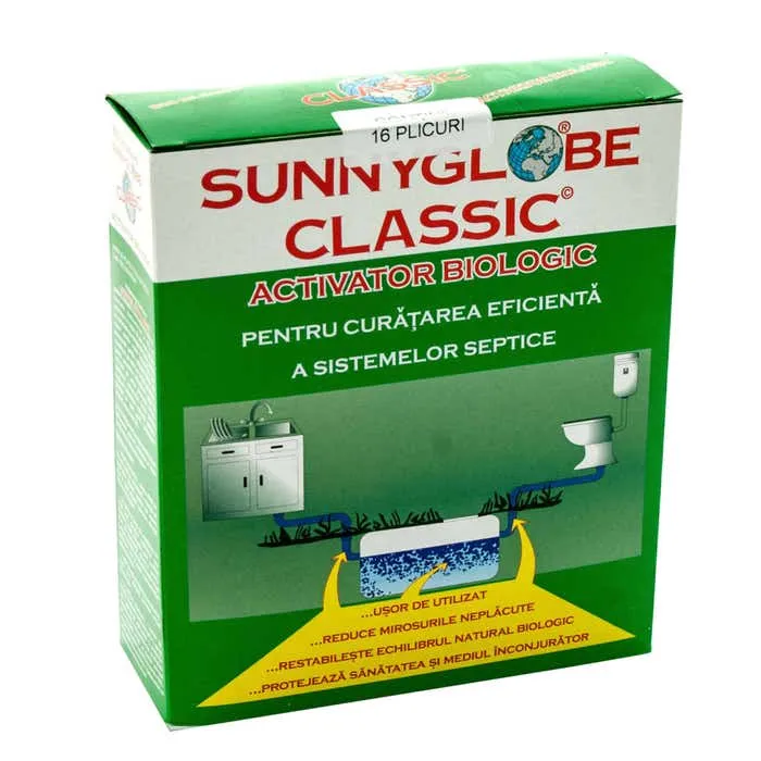 Activator biologic intretinere fose septice, Sunnyglobe Classic, praf, 16 plicuri