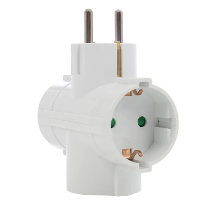 Adaptor 3 prize Hoff Line, 16A, contact de protectie, alb