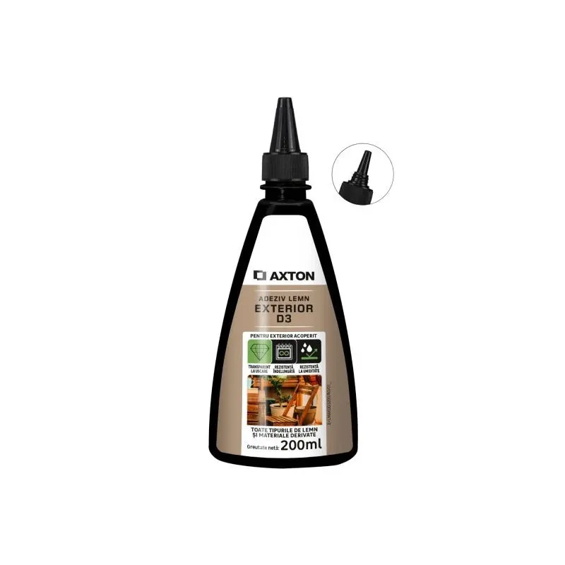 Adeziv Axton, de constructii, pentru lemn, clasa D3, 200 ml, transparent