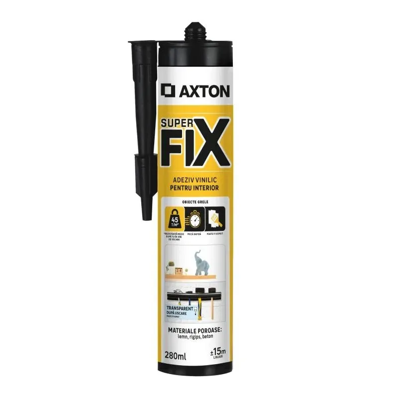 Adeziv Axton, montaj, vinilic, transparent, 280 ml