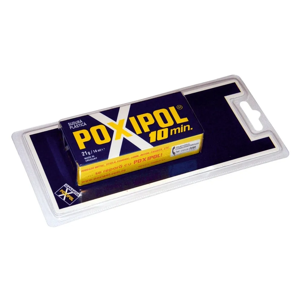Adeziv bicomponent pentru metal, Poxipol 10 minute, gri, 14 ml