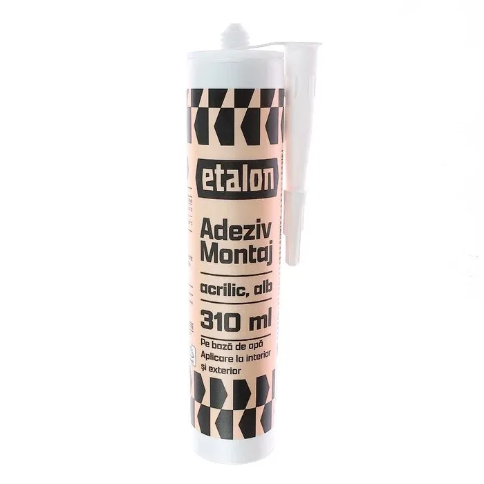 Adeziv de montaj pentru constructii, Etalon, pe baza de apa, aplicare manuala, interior / exterior, alb, 310 ml