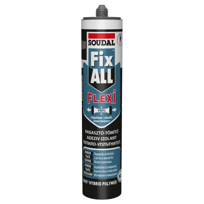 Adeziv / izolant de montaj pentru constructii, Fix All Flexi Soudal, aplicare cu pistol, interior / exterior, negru, 290 ml