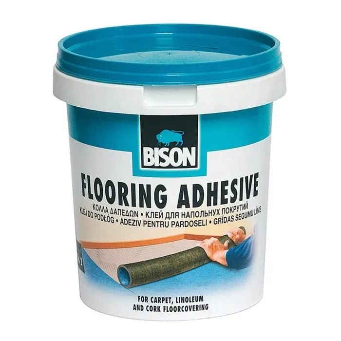 Adeziv pentru mocheta si linoleum, cu suport textil, Bison Flooring, 1 kg, maro deschis