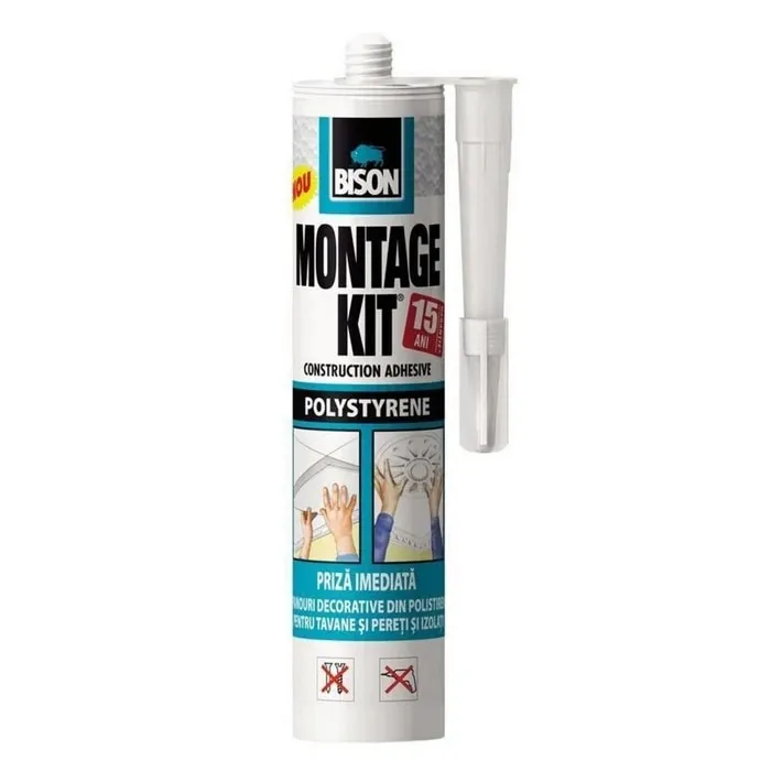 Adeziv pentru placi si profile decorative din polistiren, Bison Montage Kit, interior, alb, 470 g