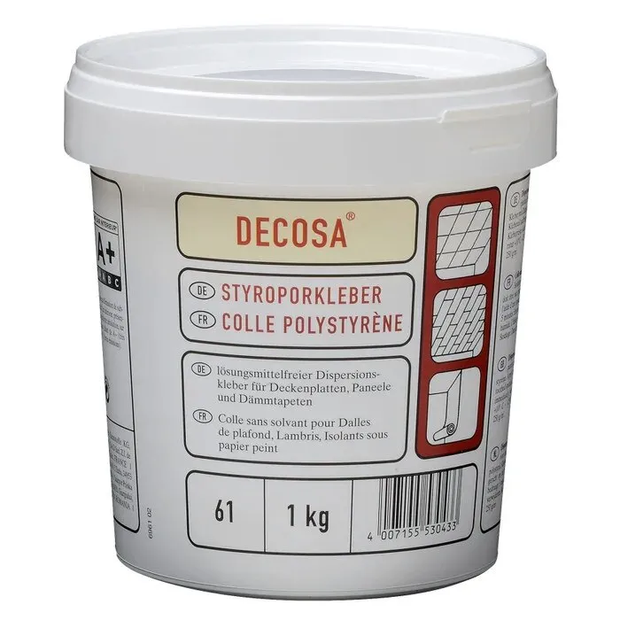 Adeziv pentru placi si profile decorative din polistiren, Decosa, interior, alb, 1 kg