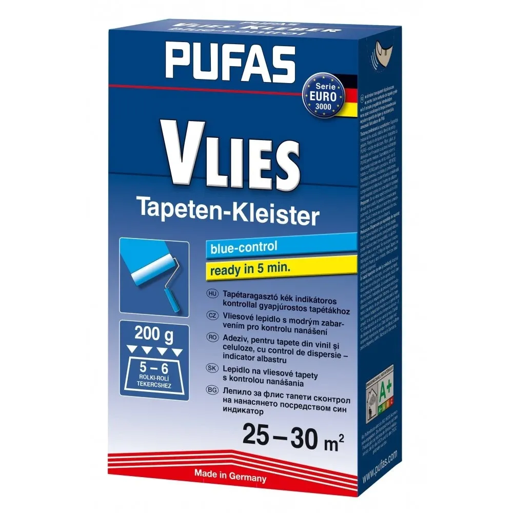 Adeziv pentru tapet vlies, interior, Pufas Blue Control, 200 g