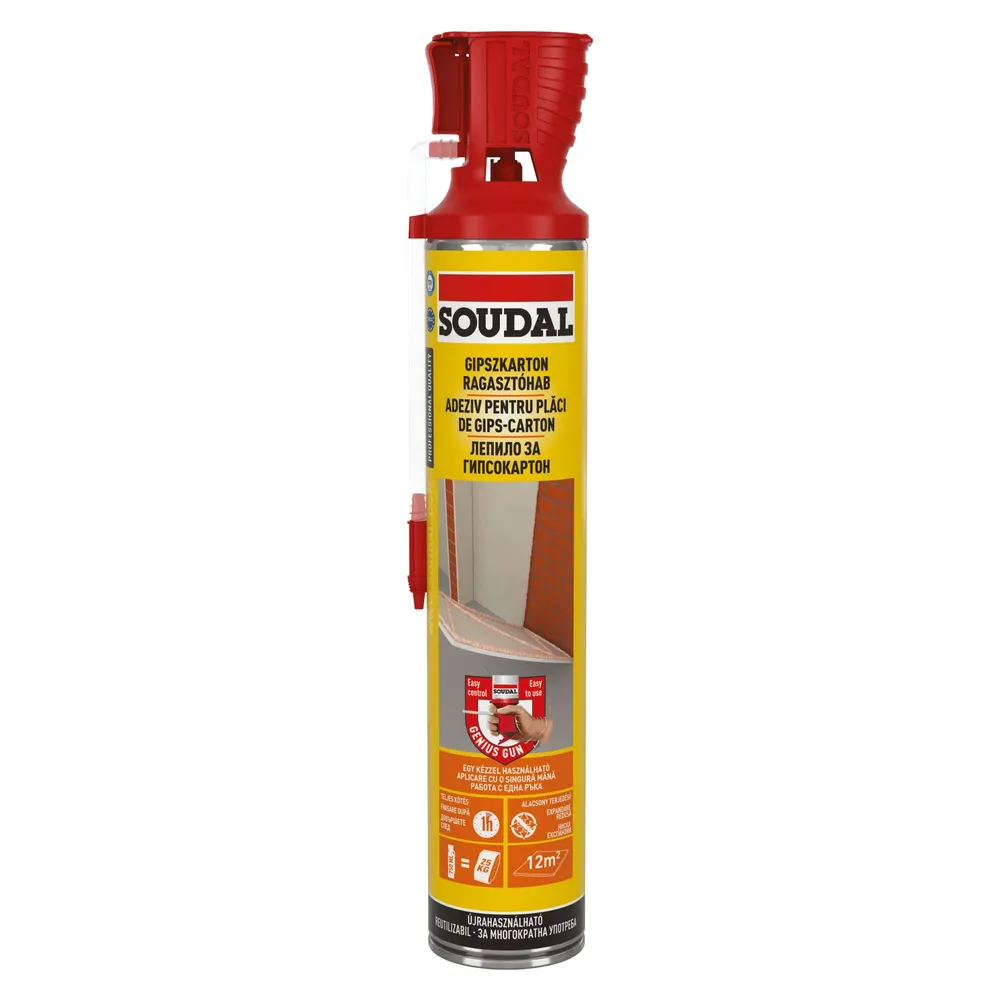 Adeziv poliuretanic pentru gips-carton, Soudal, cu aplicare manuala, 750 ml