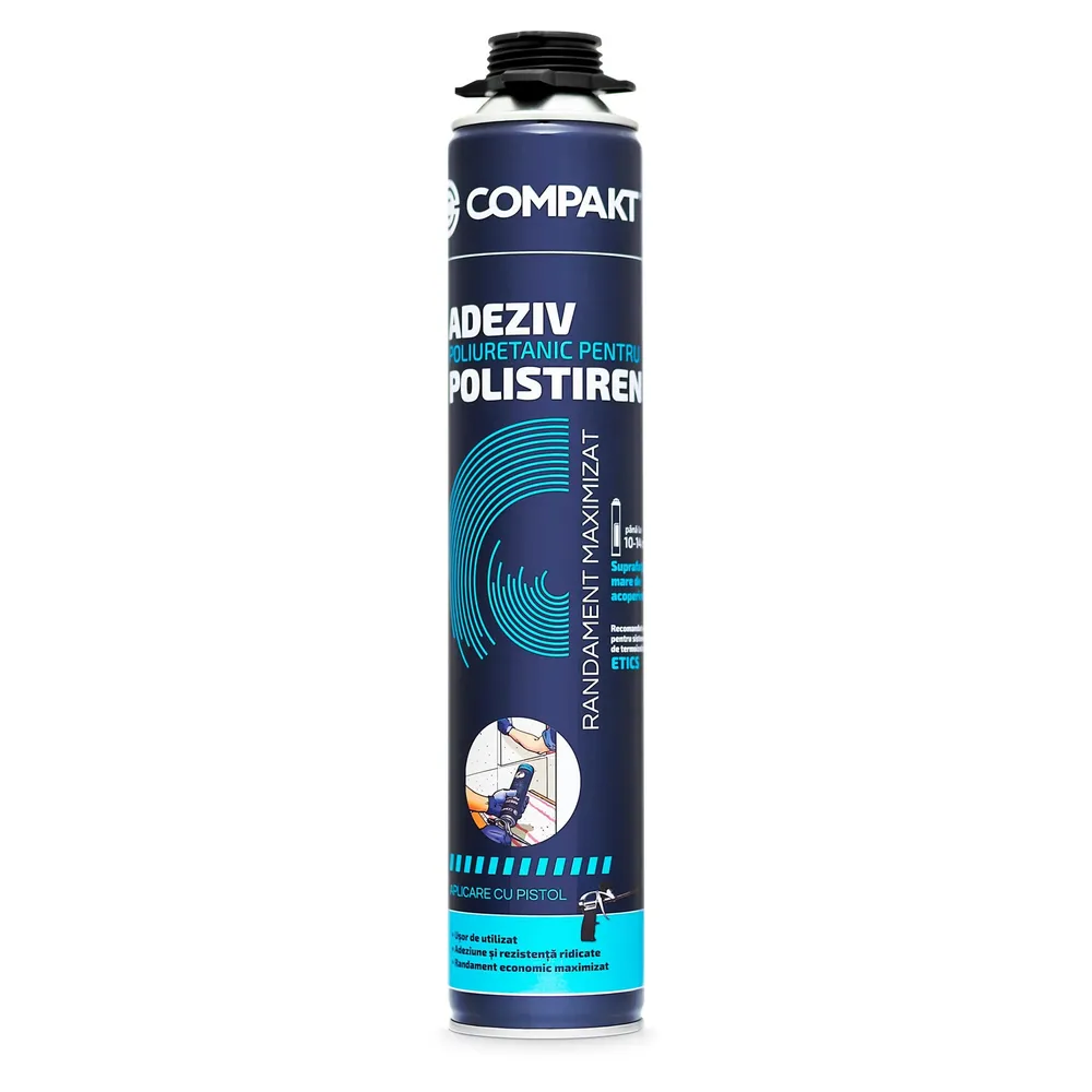 Adeziv poliuretanic pentru polistiren Compakt, aplicare cu pistol, interior / exterior, 750 ml