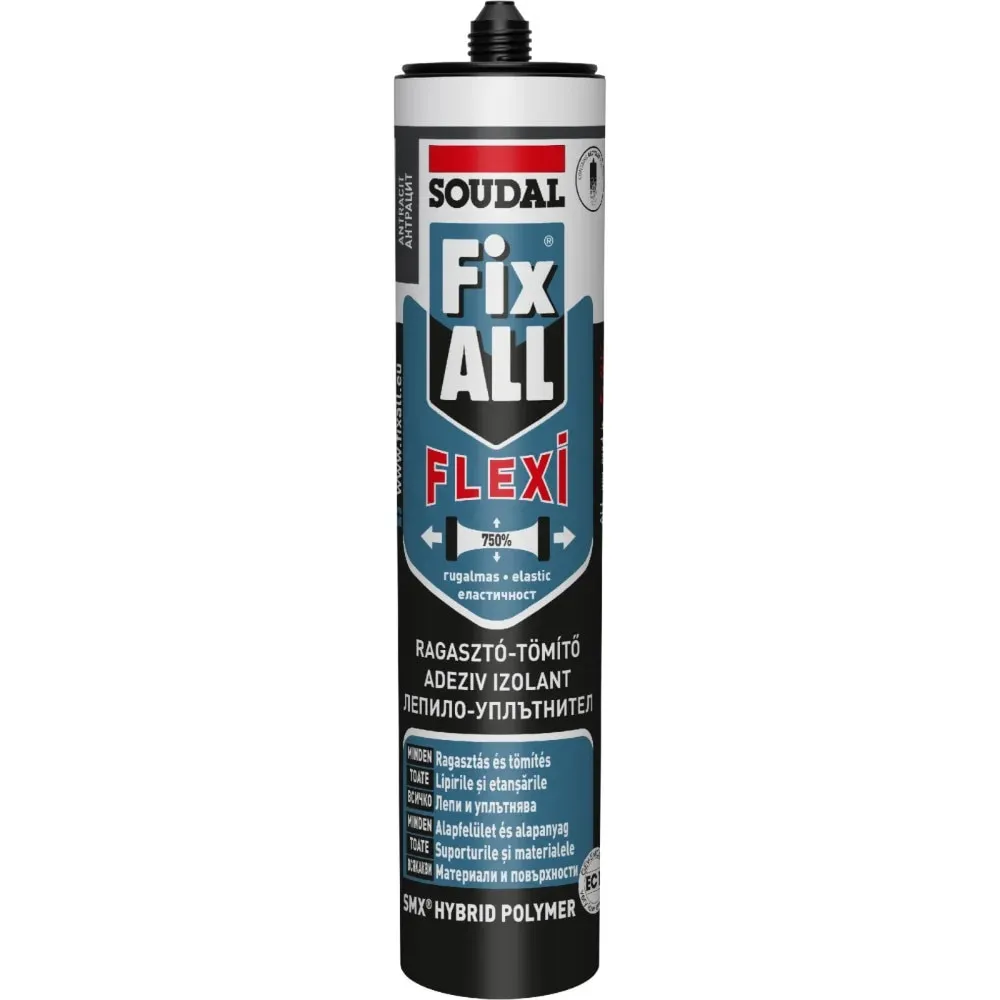 Adeziv Soudal Fix All Flexi, polimeric, flexibil, gri antracit, 290 ml