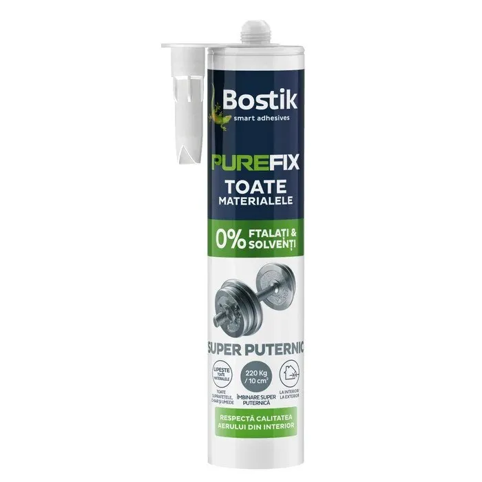 Adeziv universal pentru constructii usoare, Bostik Purefix Super Puternic, interior / exterior, alb, 290 ml
