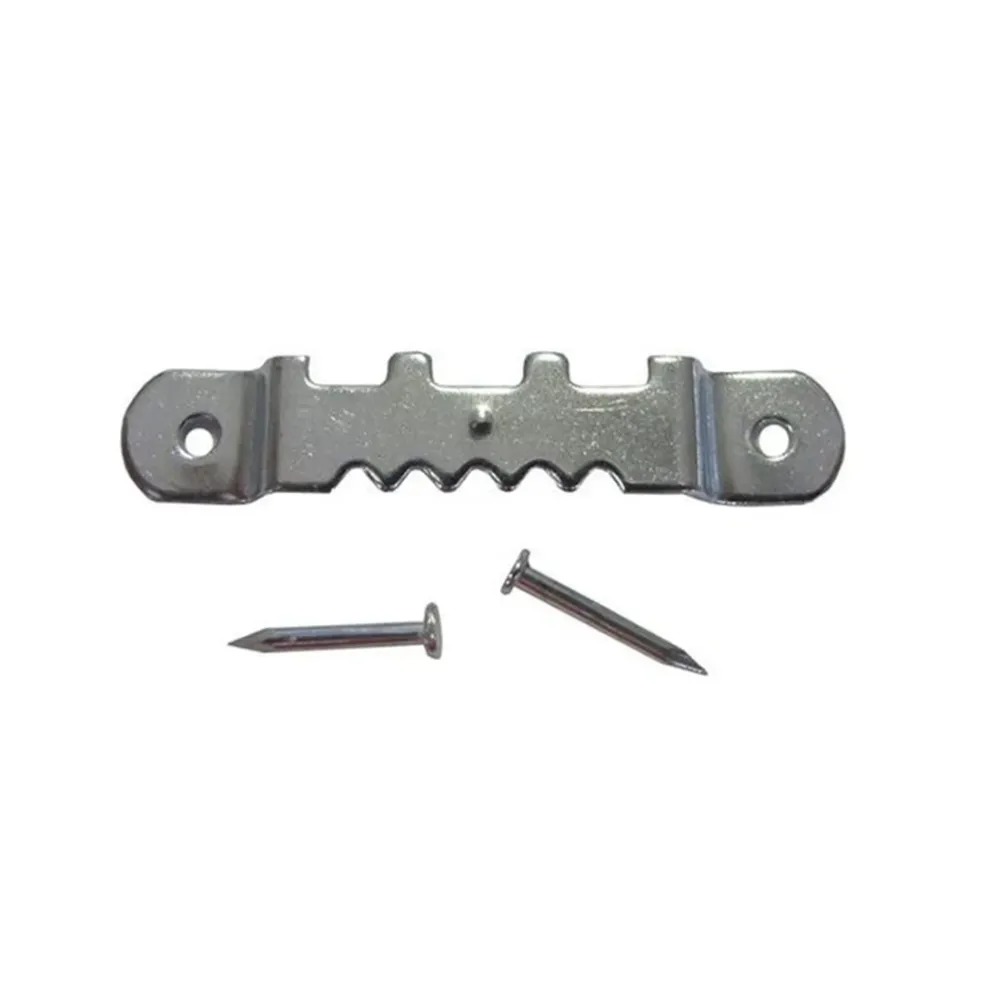 Agatatori cu dinti, pentru tablou, otel, zincat argintiu, 60 x 8 mm + cuie, set 10 bucati