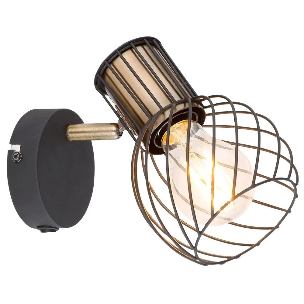 Aplica Argusto 54013-1, 1 x E27, negru mat + auriu, modern
