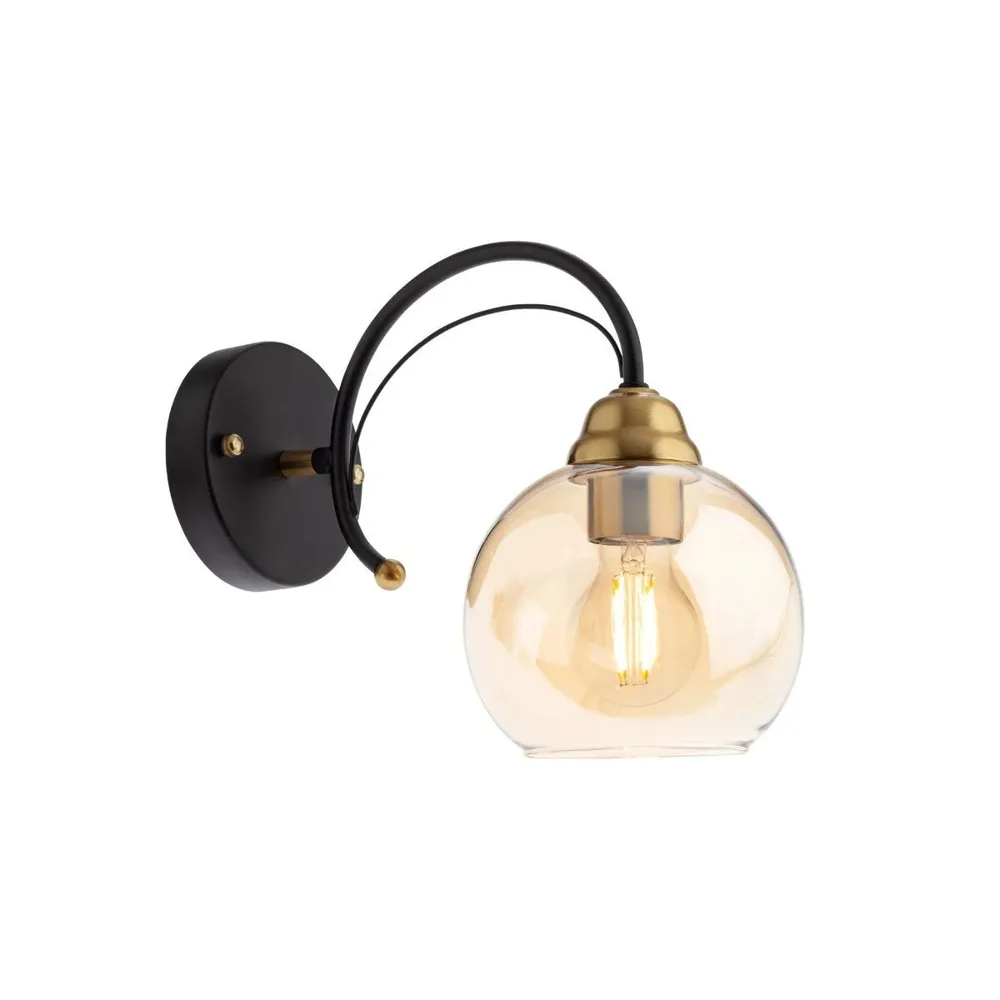 Aplica Elias 02-997, 1 x E27, negru + ambra, modern