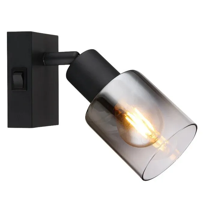 Aplica Hubertus 54308-1, 1 x E14, negru mat + fumuriu, modern