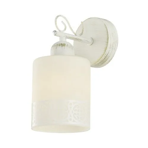 Aplica perete interior Klausen Lyric, 1x40W, alb patinat, 21x10x14cm