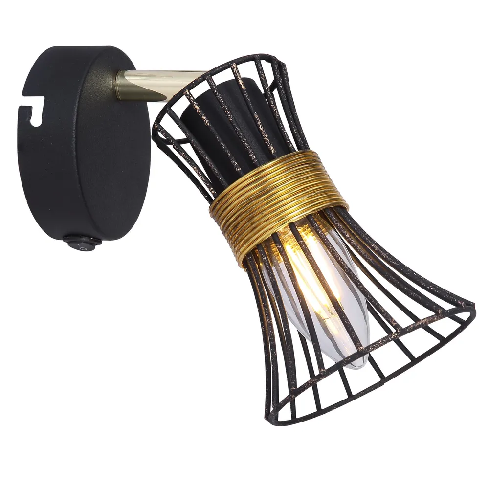 Aplica Purra 54814-1, 1 x E14, negru + auriu, modern