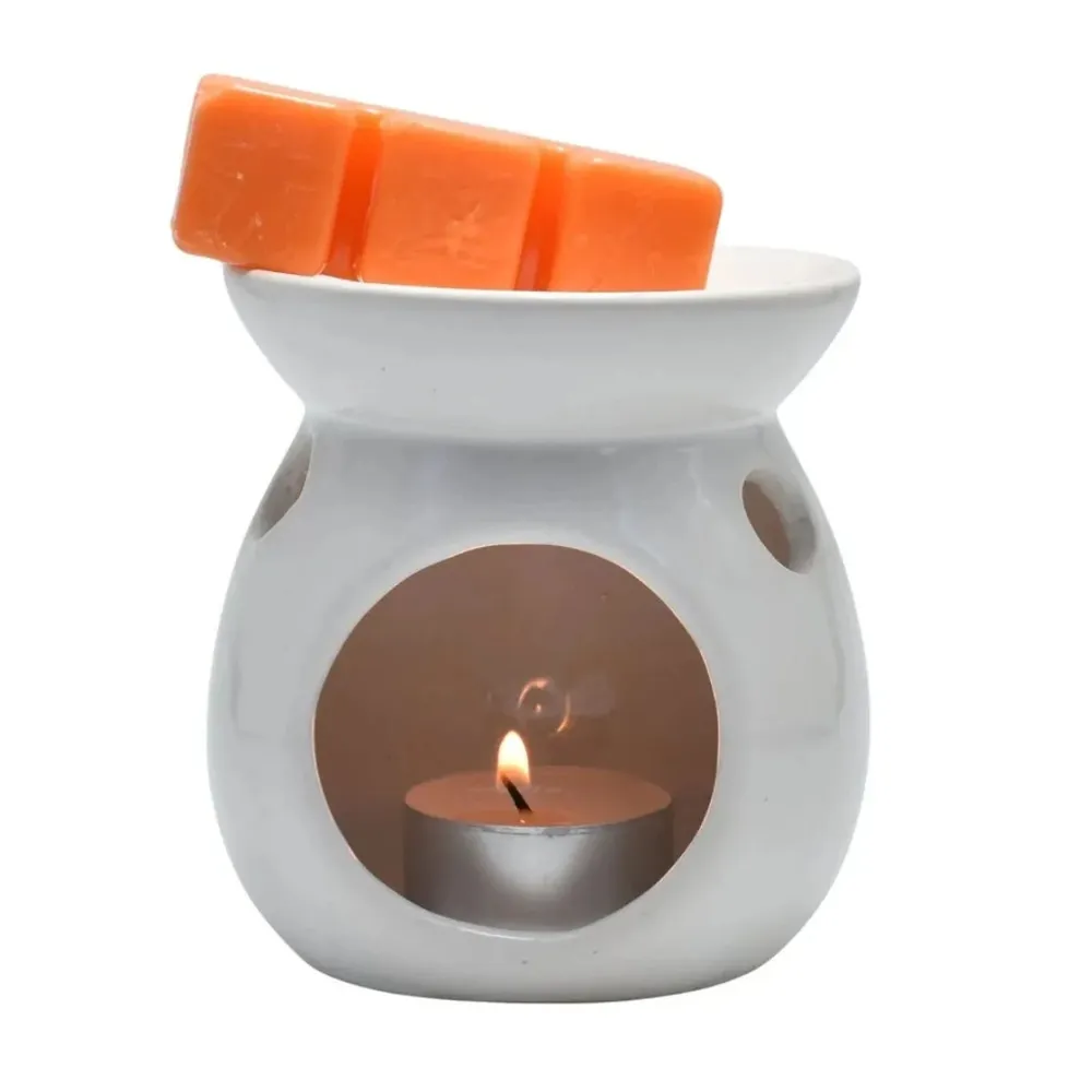 Aromatizor si ceara parfumata Blissful, Aroma Land, ceramica, alb, 10.5 x 19.5 cm