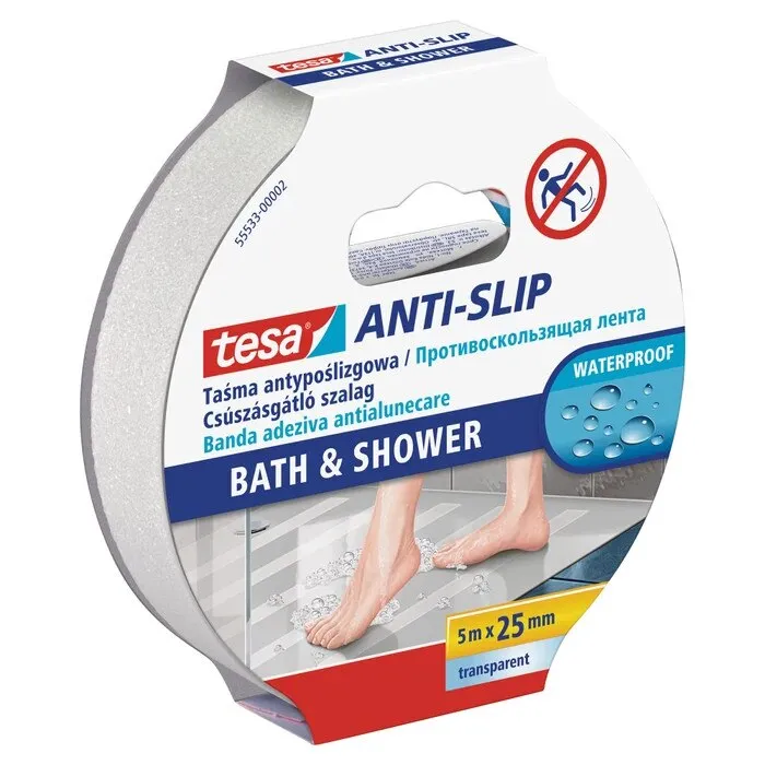 Banda adeziva antialunecare, tesa 55533, transparent, 5 m x 25 mm