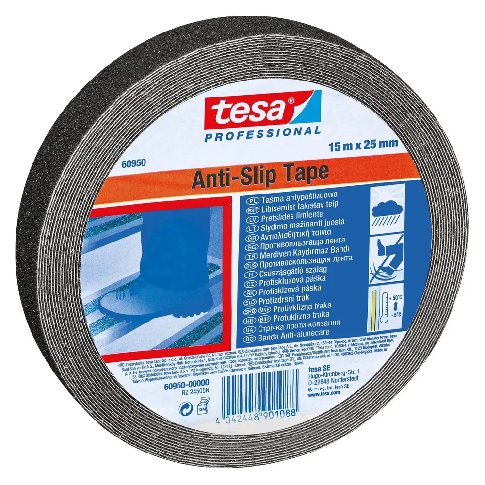Banda adeziva antialunecare, tesa 60950, 15 m x 25 mm