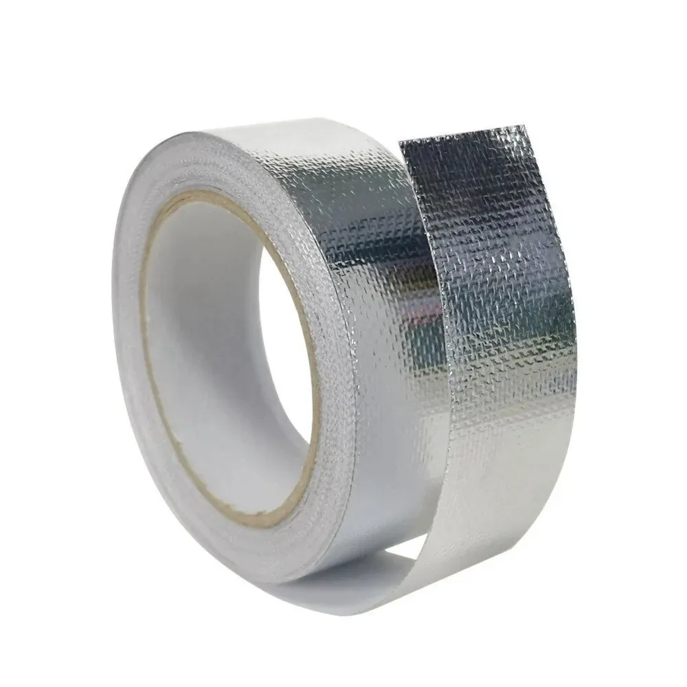 Banda adeziva din aluminiu ranforsat si fibra de sticla, rezistenta la temperaturi de pana la 240°C, 50mm x 10 m