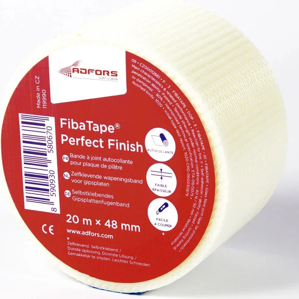 Banda adeziva Fiba, fibra de sticla, ultra subtire, 48mm x 20m, alb