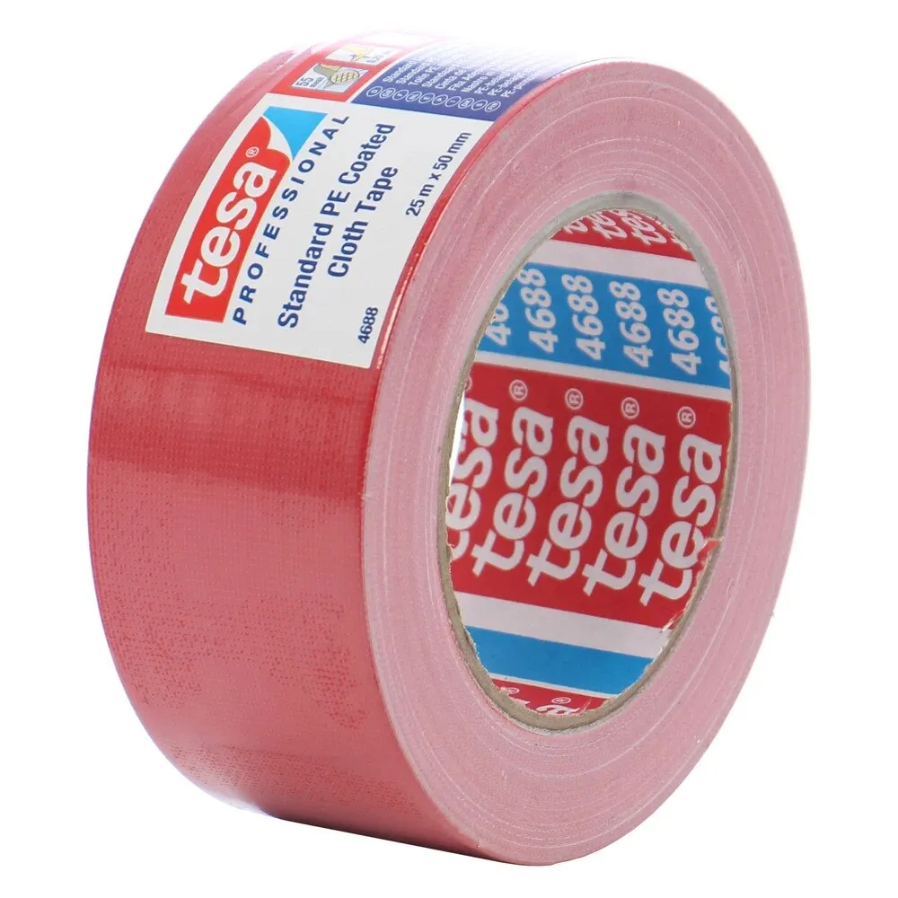 Banda adeziva pentru reparatii, tesa 4688, textil, rosu, 25 m x 50 mm