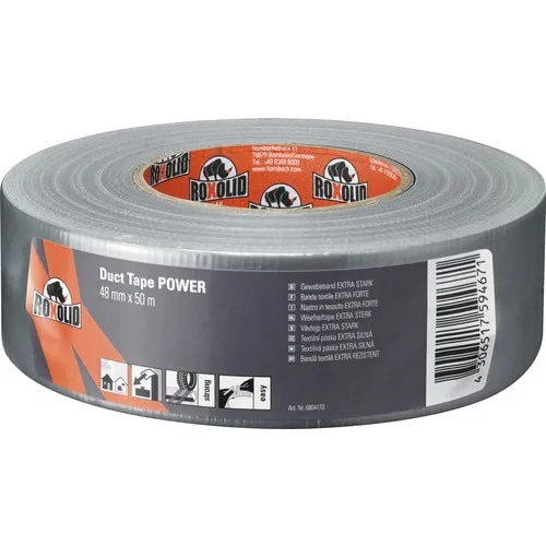 Banda adeziva ROXOLID Profi Duct Tape Power argintie 48 mm x 50 m