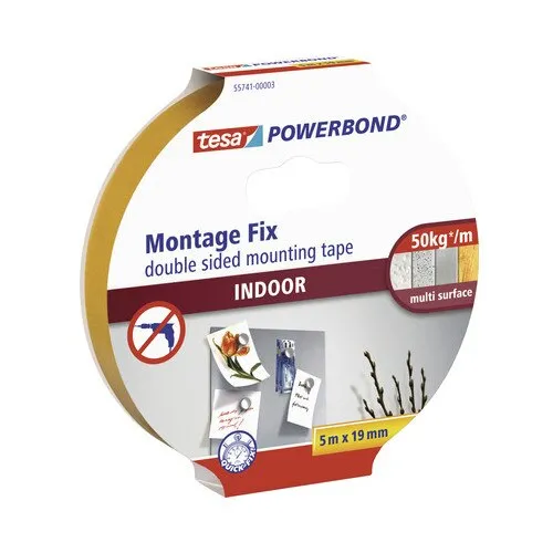Banda adeziva Tesa Powerbond dubla fata, alb, 19mm x 5m