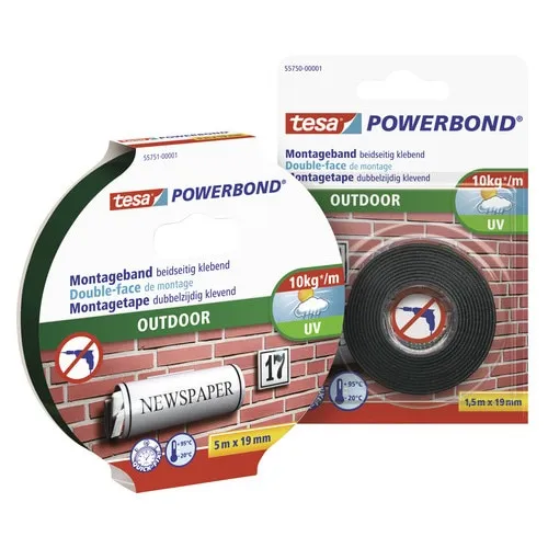 Banda adeziva Tesa Powerbond exterior 19mm x 1, 5m, rezistenta la UV si apa