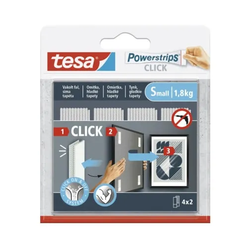 Banda adeziva Tesa Powerstrips Click S, set 4 bucati, capacitate portanta 1, 8 kg, interior