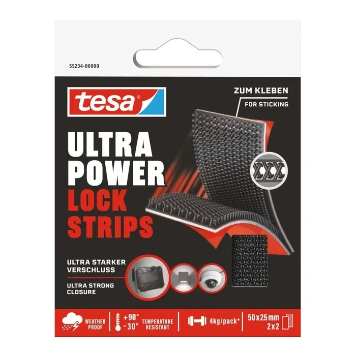 Banda adeziva, tesa Ultra Power Lock, tip arici, pentru fixare, 50 x 25 mm