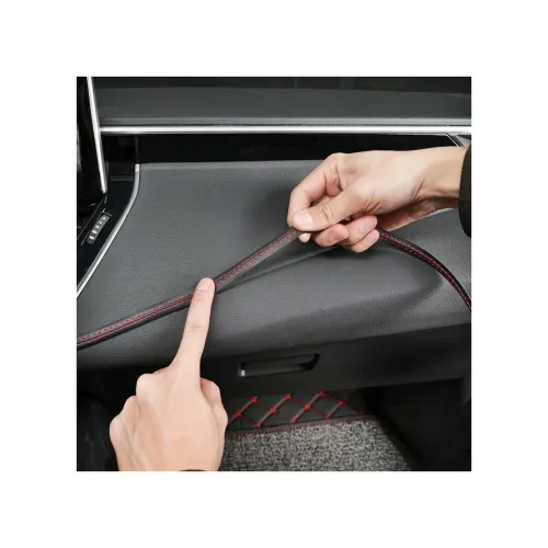 Banda autoadeziva imitatie piele neagra cu cusaturi diverse 2m — imaginea 7