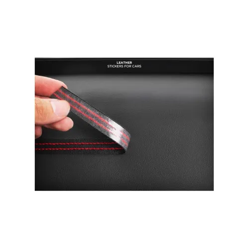 Banda autoadeziva imitatie piele neagra cu cusaturi diverse 2m — imaginea 8