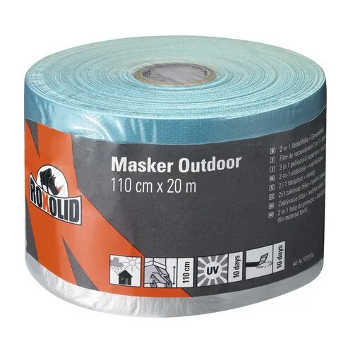 Banda de mascare cu folie de protectie ROXOLID pentru exterior, albastra 110 cm x 20 m