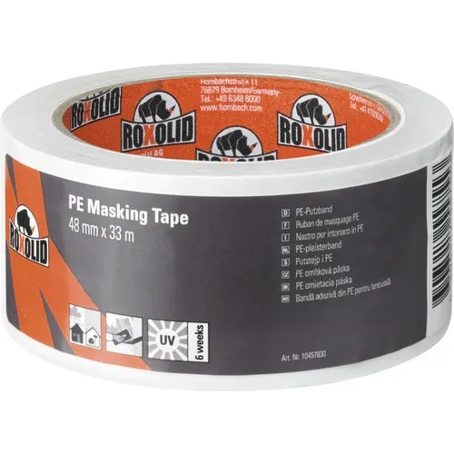 Banda de mascare din PE pentru lucrari de tencuire ROXOLID alba 48 mm x 33 m