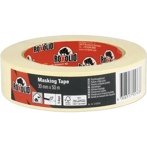 Banda de mascare fin creponata ROXOLID bej 30 mm x 50 m