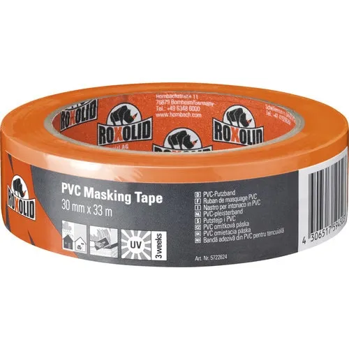 Banda de mascare ROXOLID portocalie 30mm x 33m, flexibila, rezistenta la UV