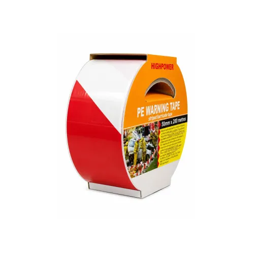 Banda delimitare avertizare rosu alb 50 mm x 200 m HIGHPOWER — imaginea 2
