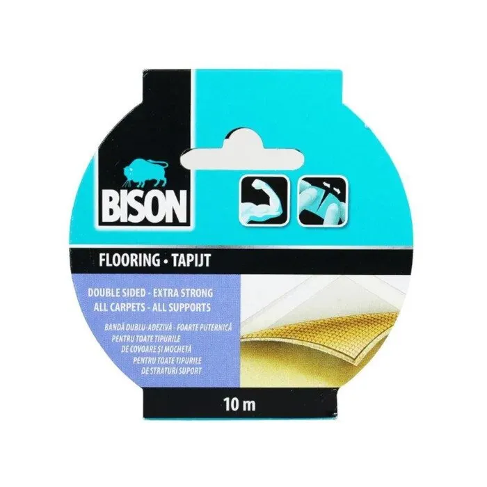 Banda dublu adeziva pentru fixare, Bison Carpet, 10 m x 50 mm