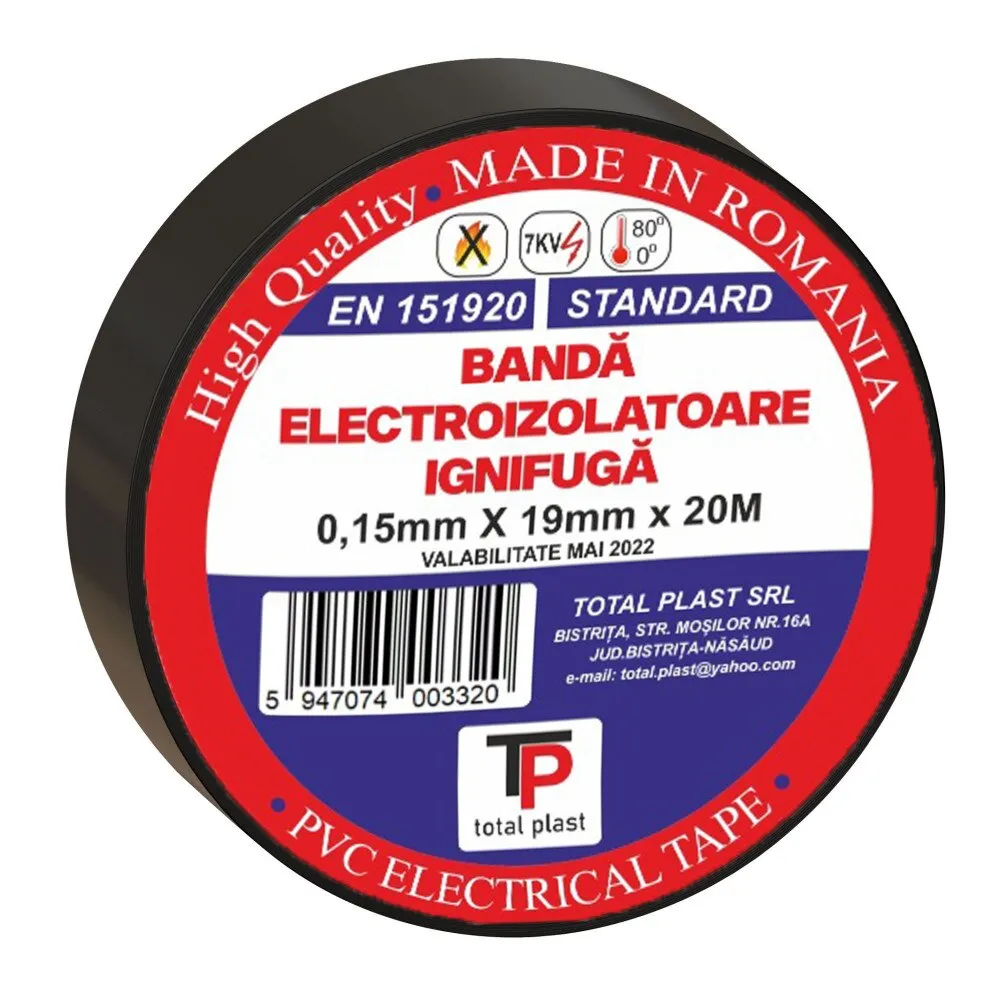 Banda electroizolatoare PVC, neagra, 1 bucata