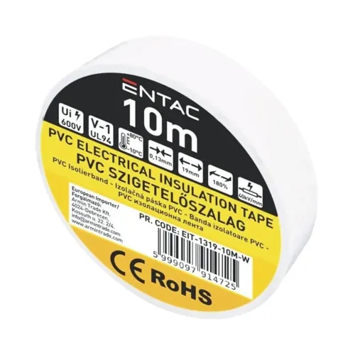 Banda izolatoare PVC 19mm x 10m, alb, set 1 bucata