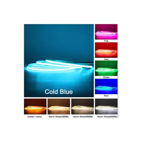 Banda led cob 3mm latime 5 metri 12w pe metru 12v pentru iluminare auto