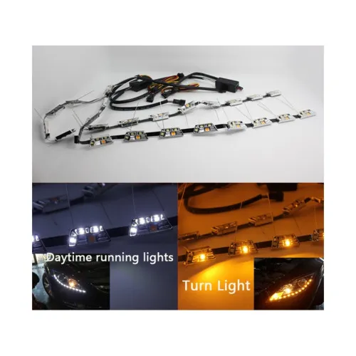 Banda LED DRL premium L1 52 cm alb-galben pentru faruri set 2 bucati — imaginea 3