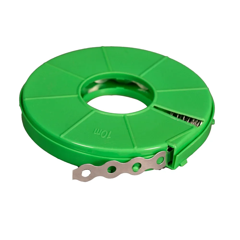 Banda metalica perforata 17 mm x 10 m, verde