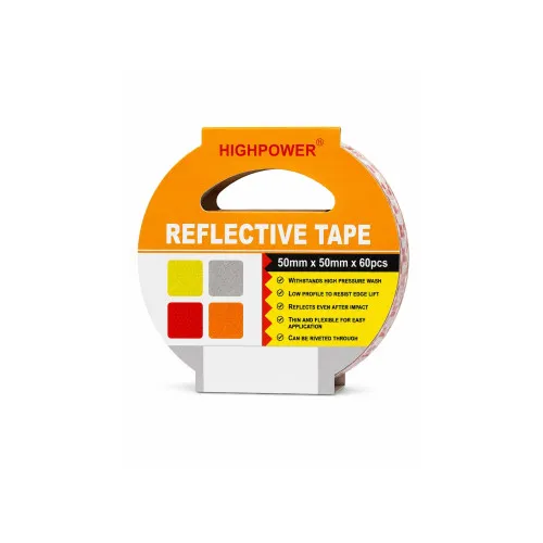 Banda reflectorizanta autoadeziva reflectiva alba rosie portocalie 50 x 50 mm 60 bucati HIGHPOWER — imaginea 3