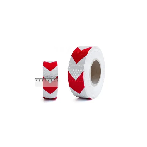 Banda reflectorizanta culoare Alba sageata Rosie 5cmx25m — imaginea 2